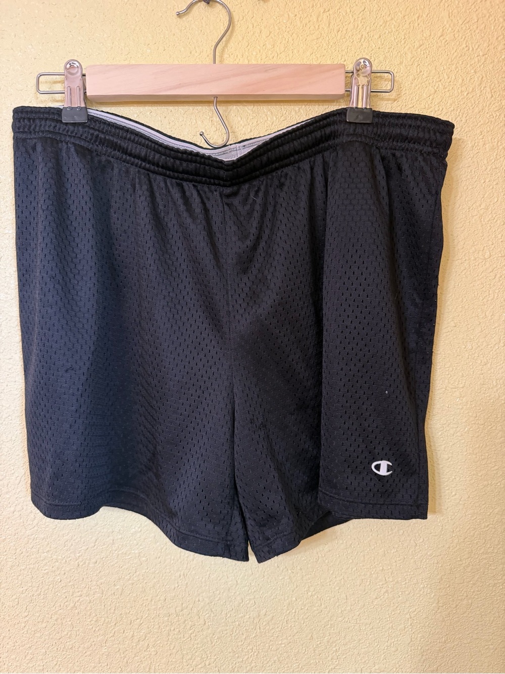 Champion Black Athletic Mesh Shorts with White Logo